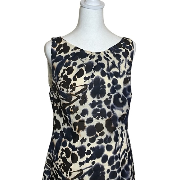 Ann Taylor 97% Silk Watercolor Animal Print Sleeveless Sheath Dress Size 10 - Picture 2 of 9